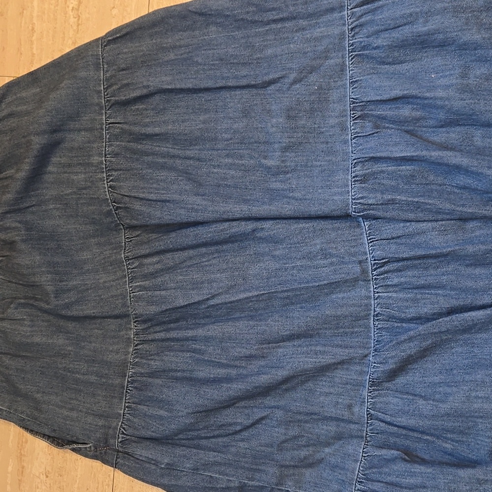 Boden Tiered Denim Button-Down 100% Cotton Denim Midi Skirt - Picture 7 of 9